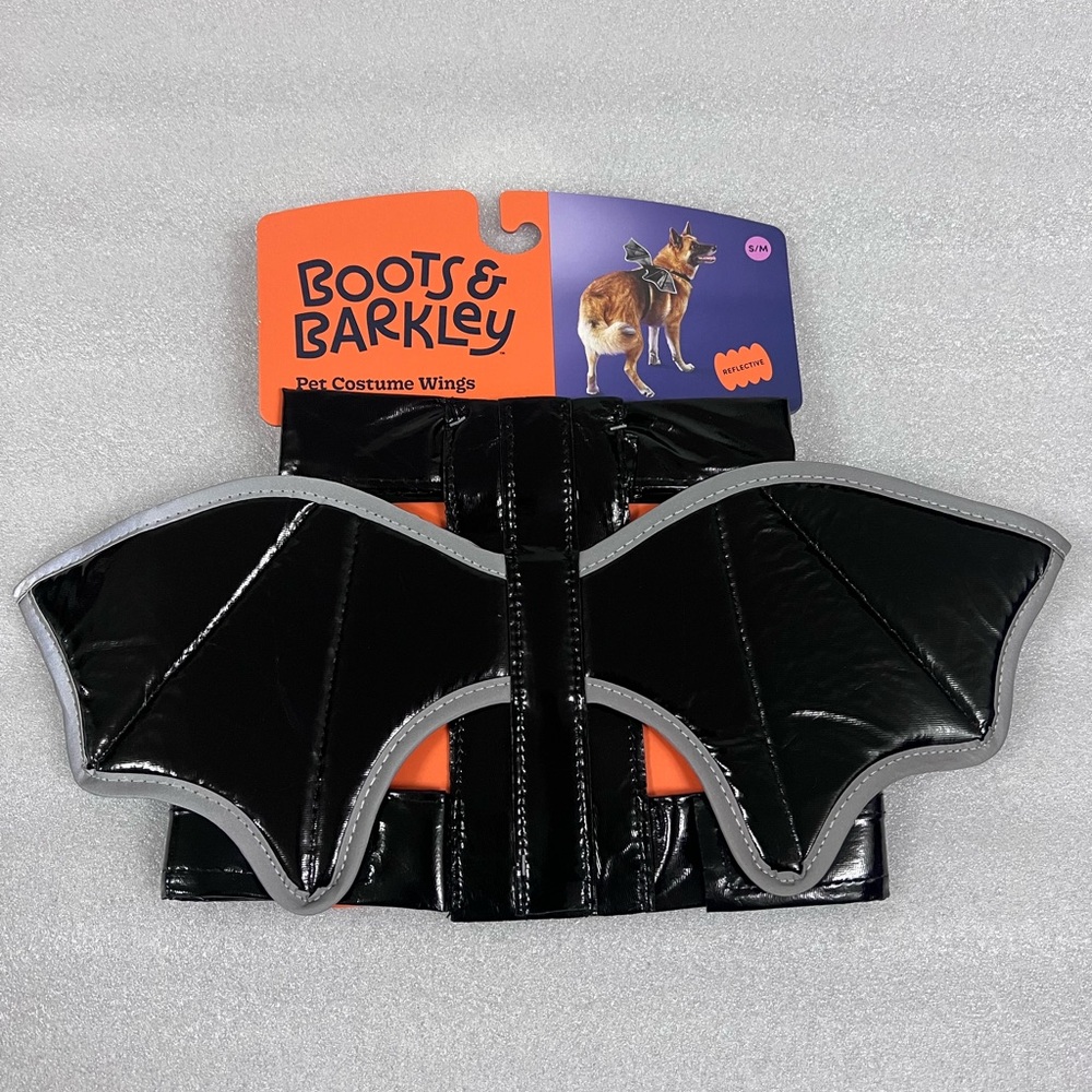 Bat Wings Dog Halloween Costume Reflective S/M Up To 40LBS Boots & Barkley
